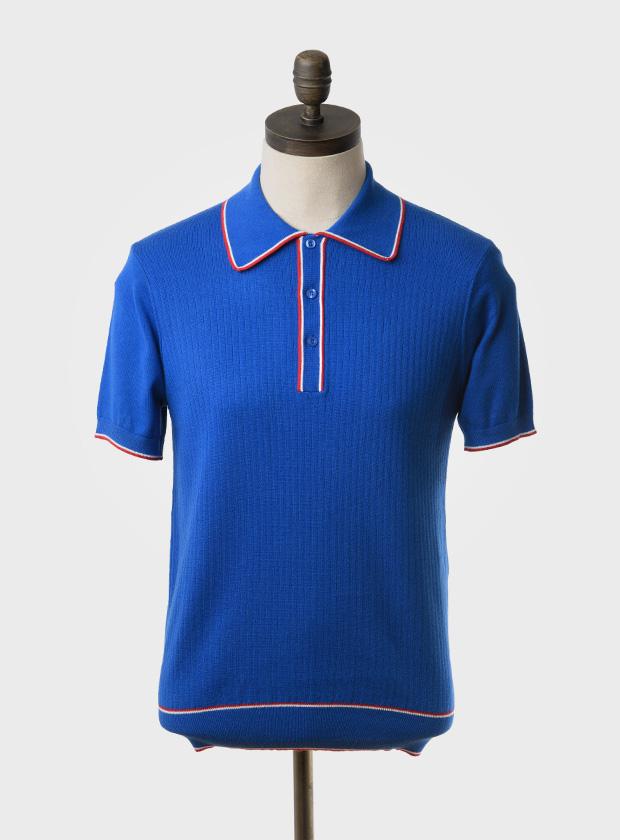 Art Gallery Knitted Polo Shirt. Style: Woody Cobalt Blue.