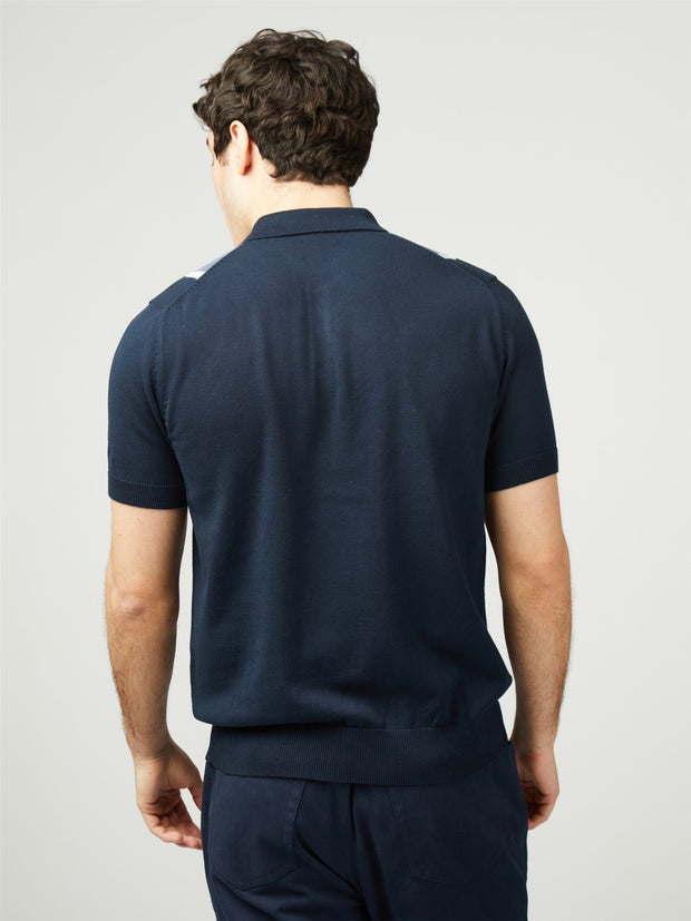 Ben Sherman Vertical Stripe Knit Polo in Dark Navy