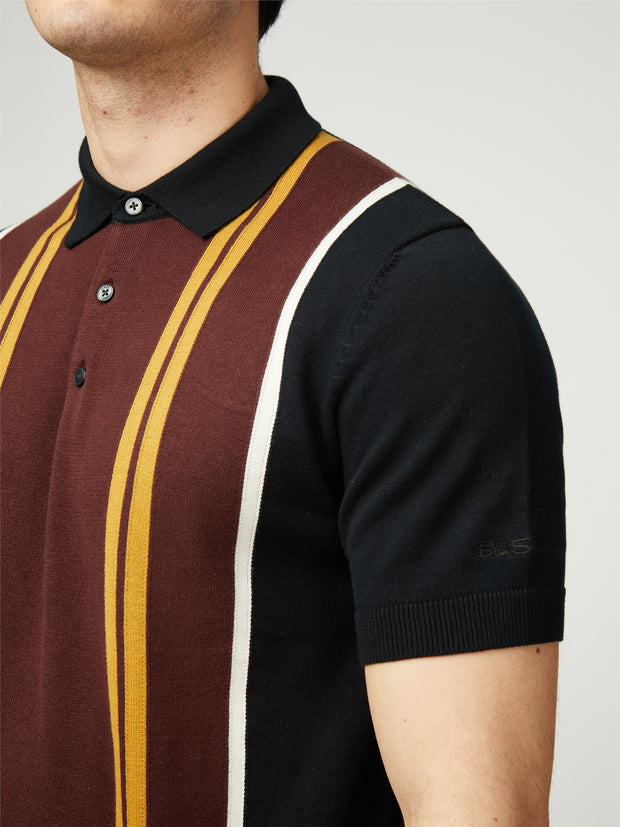 Ben Sherman Short Sleeve Knit Polo in Black