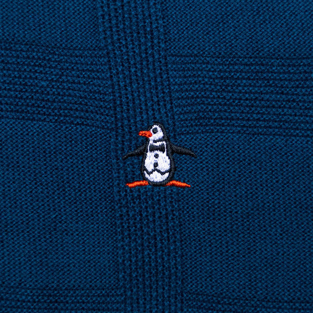 Original Penguin Quarter Zip Polo Knit. Poseidon Blue.