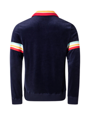 Sergio Tacchini Slice Velour Track Top in Maritime Blue / Gold