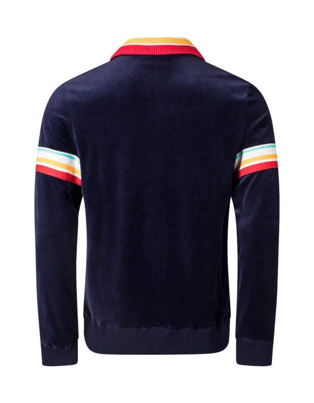 Sergio Tacchini Slice Velour Track Top in Maritime Blue / Gold