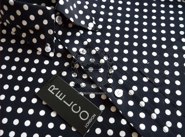 Relco Classic Polka Dot Shirt. Black