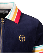 Sergio Tacchini Slice Velour Track Top in Maritime Blue / Gold