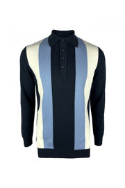 Ska & Soul ‘Best’ Stripe Front Polo Knit. Navy