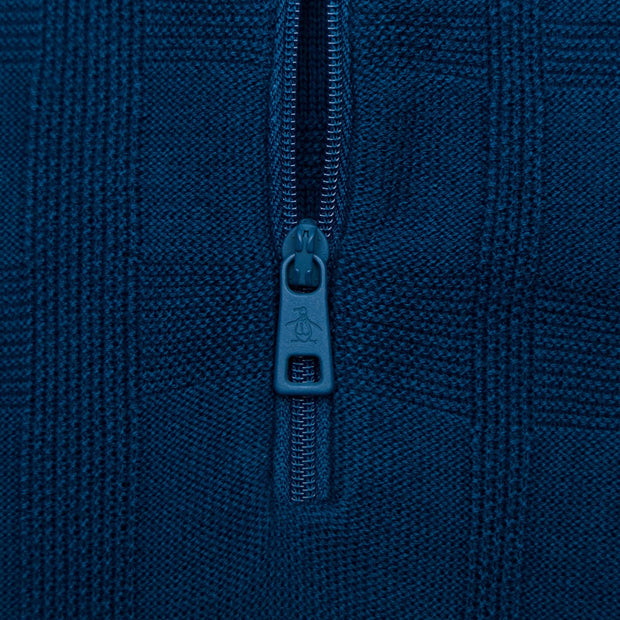 Original Penguin Quarter Zip Polo Knit. Poseidon Blue.