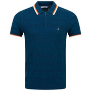 Original Penguin Quarter Zip Polo Knit. Poseidon Blue.