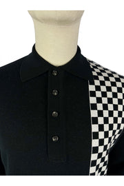 Ska & Soul ‘Weller’ Chequerboard Polo Knit. Black