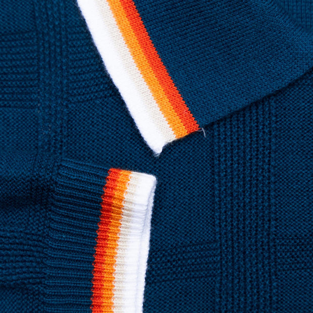 Original Penguin Quarter Zip Polo Knit. Poseidon Blue.