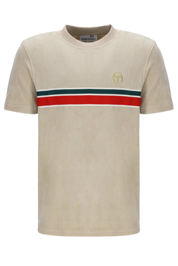 Sergio Tacchini Velour Tee. Stone