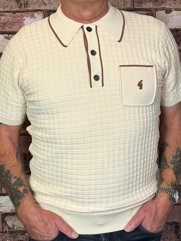 Gabicci Vintage Roy Polo Shirt. Cream