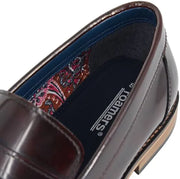 Roamers Leather Hi-Shine Saddle Loafers. Burgundy