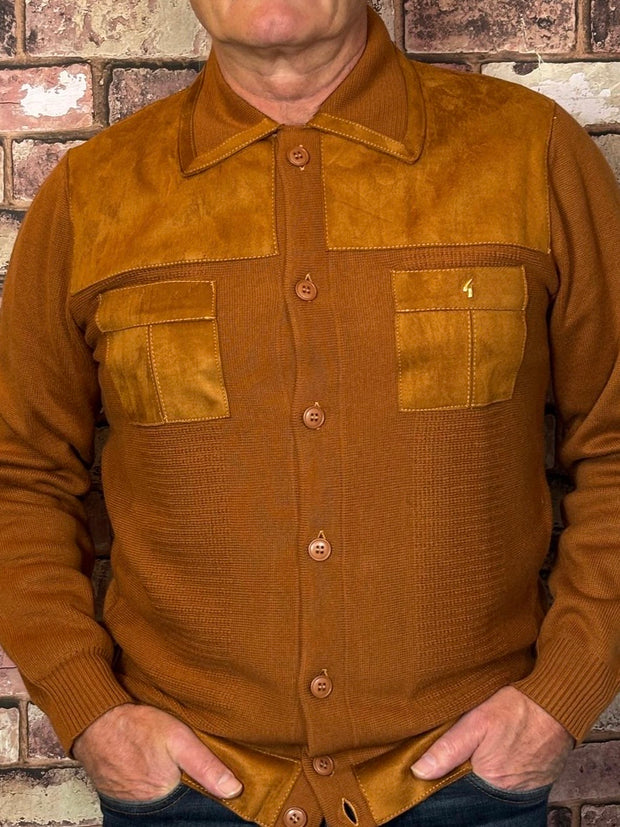 Gabicci Vintage Everett Button Through Cardigan. Toffee.