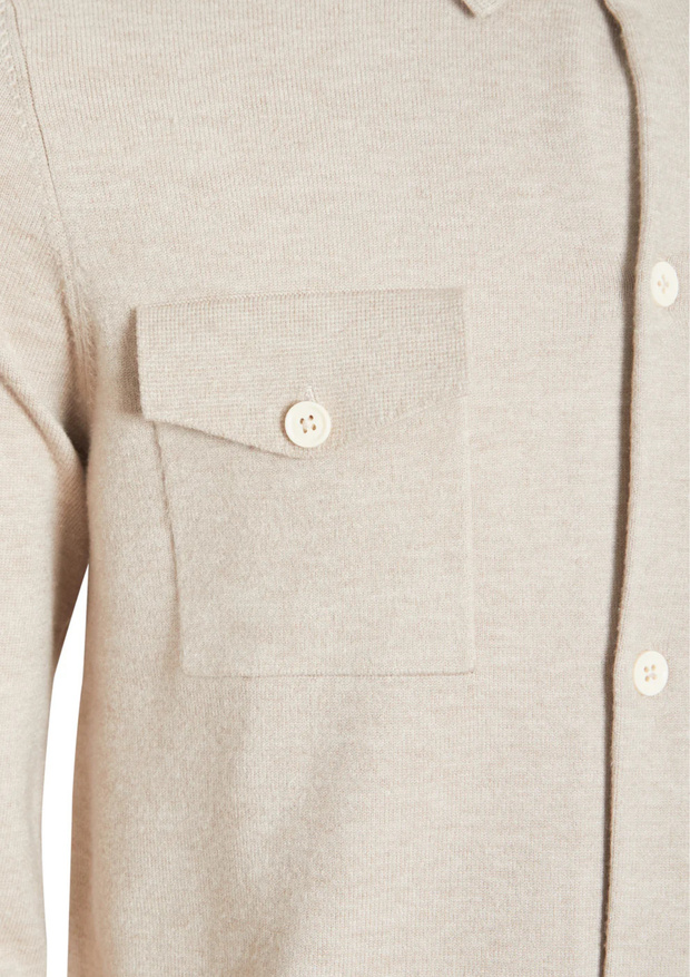 Arthur & Russel Eli Knit Overshirt in Oatmeal