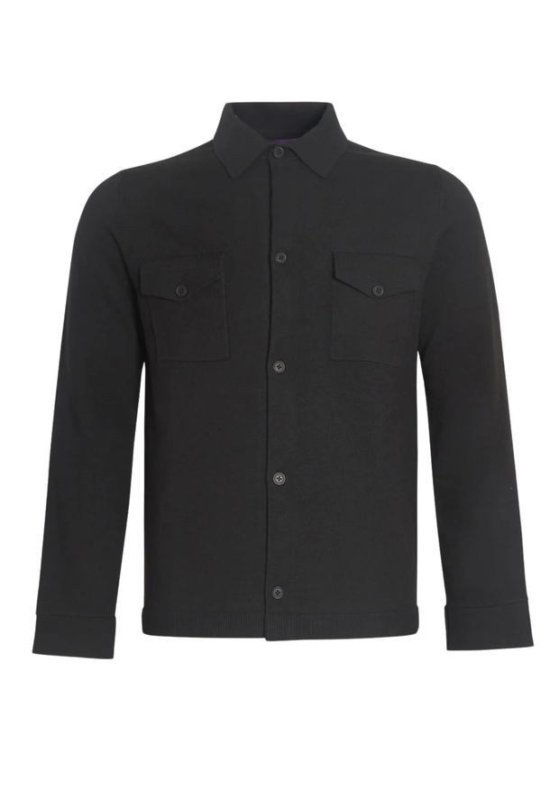 Arthur & Russel Eli Knit Overshirt in Black