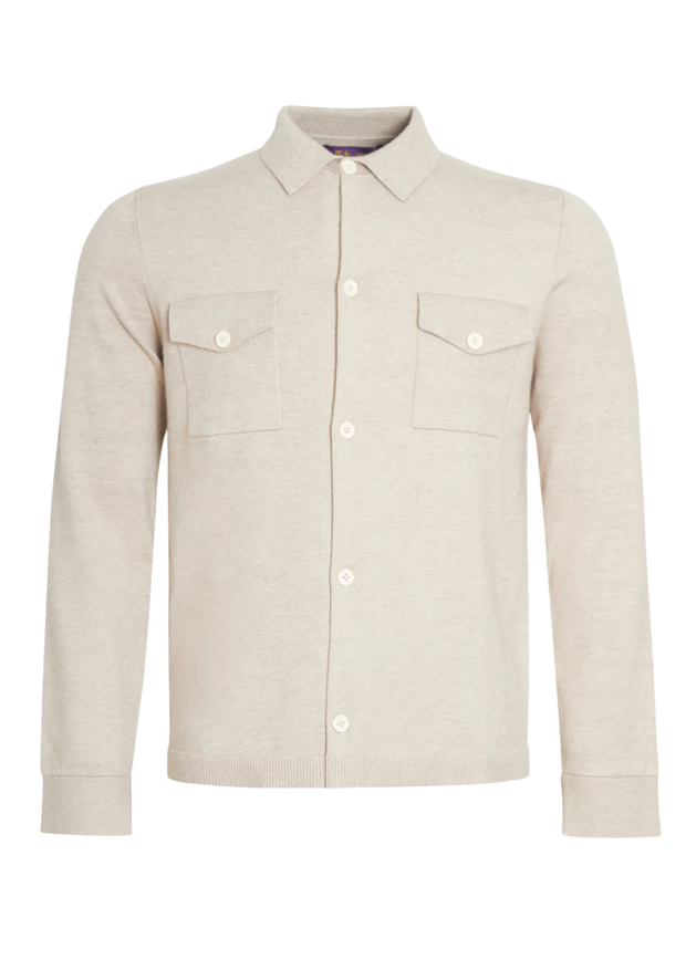 Arthur & Russel Eli Knit Overshirt in Oatmeal