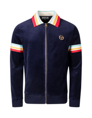 Sergio Tacchini Slice Velour Track Top in Maritime Blue / Gold