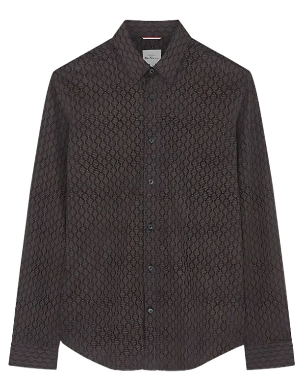 Ben Sherman Geo Print Long Sleeve Shirt in Black