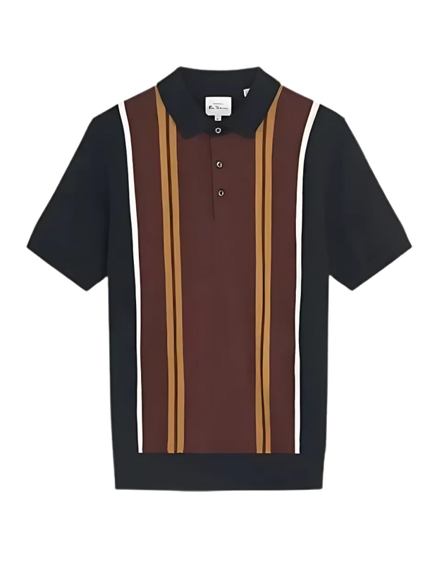 Ben Sherman Short Sleeve Knit Polo in Black