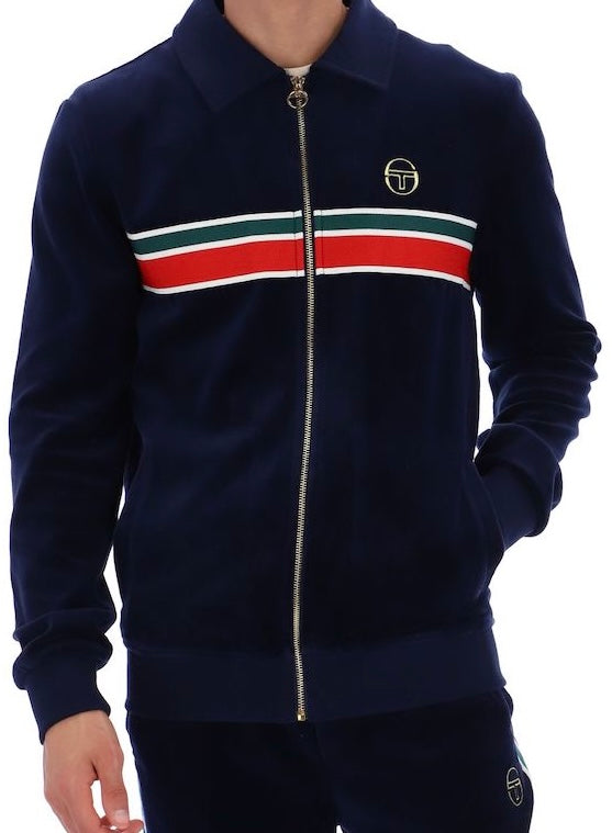 Sergio Tacchini Velour Track Top. Maritime Blue