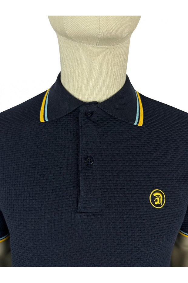 Trojan Twin Tipped Textured Polo. Navy
