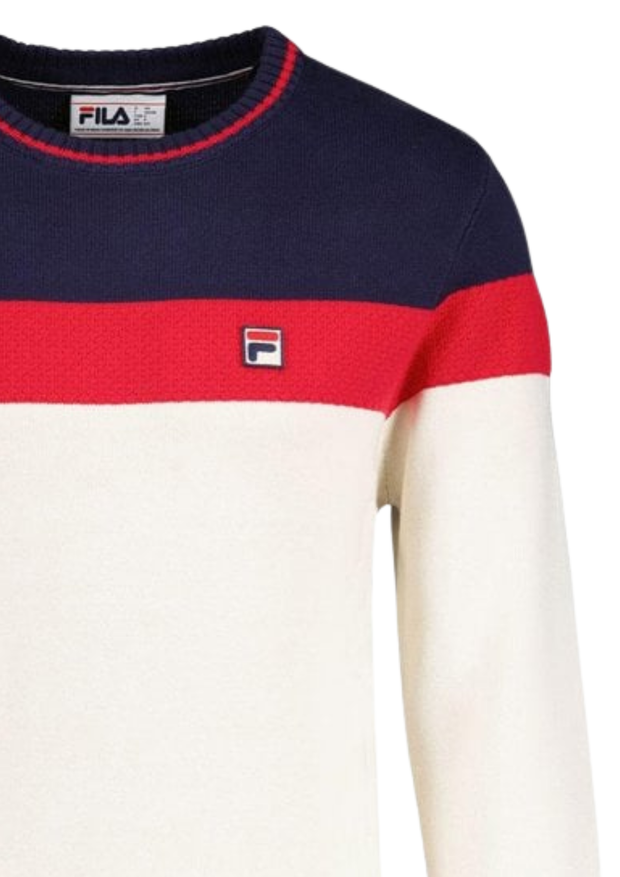 FILA Alden Knitted Jumper in Navy / Gardenia / Red