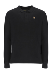 Fila Gold Frank Long Sleeve Knit Polo in Black