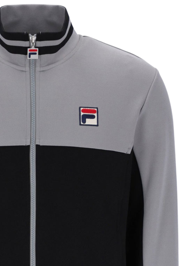 Fila Tiebreaker Track Top in Black / Sharkskin / Lemonade