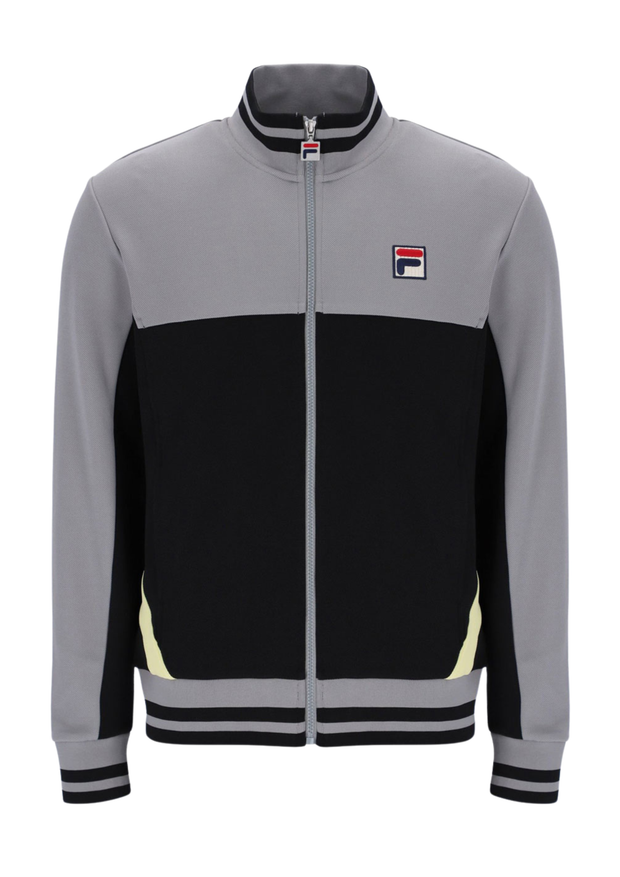 Fila Tiebreaker Track Top in Black / Sharkskin / Lemonade
