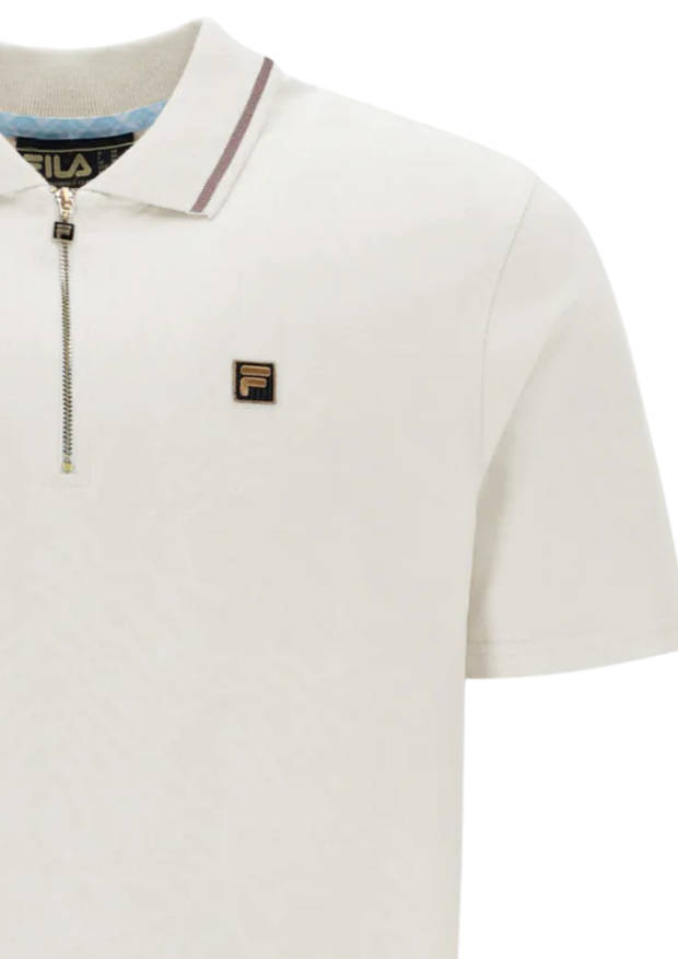 FILA Gold Lemar Zip Polo in Egret