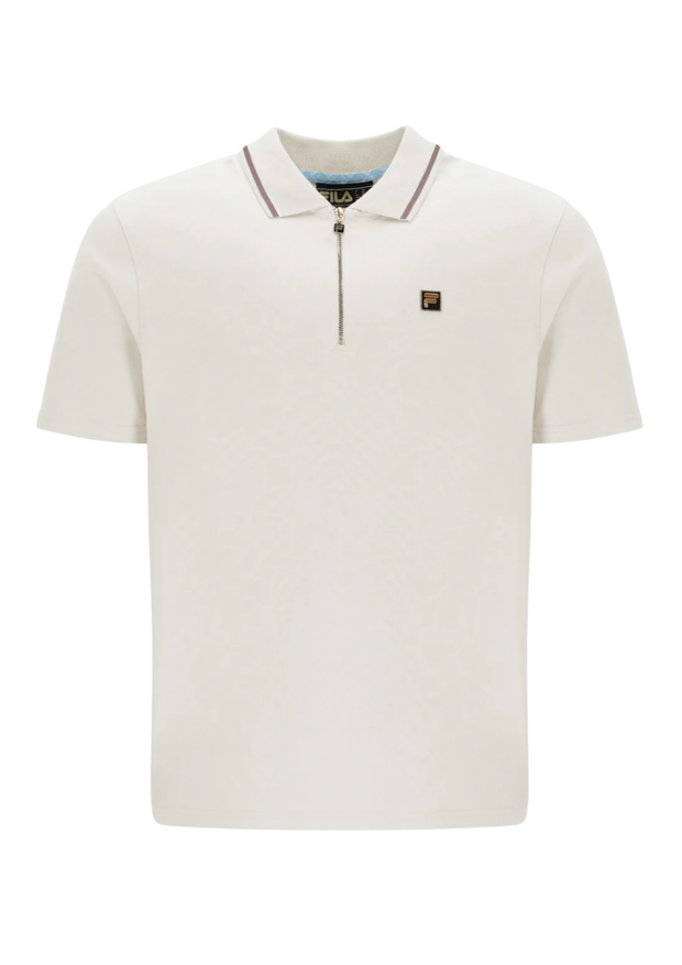 FILA Gold Lemar Zip Polo in Egret