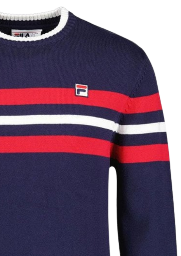 FILA Siro Knitted Jumper in Navy / Red / White
