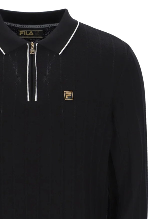 Fila Gold Sully Long Sleeve Polo in Black