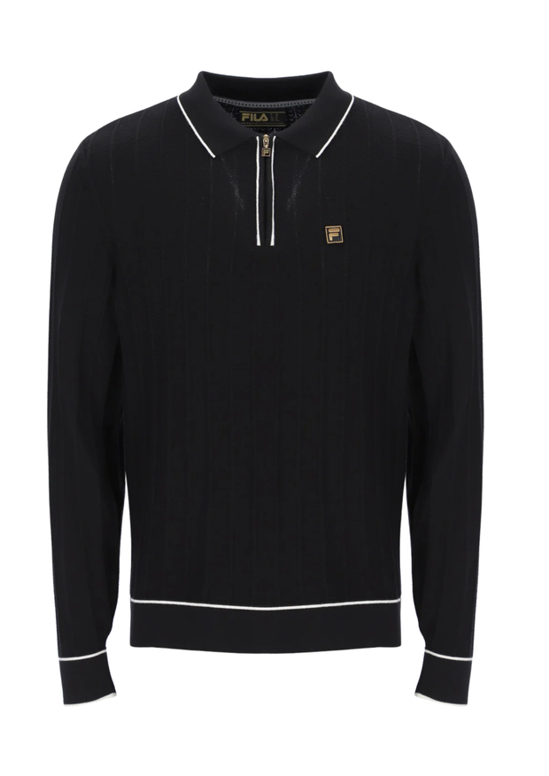Fila Sully Long Sleeve Polo in Black