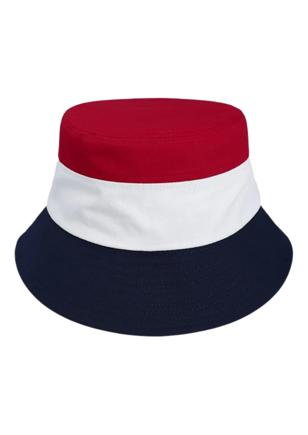 FILA Marco Trio Bucket Hat in Red / Gardenia / Navy