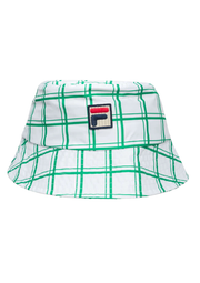 FILA Oscar Check Bucket Hat in White / Jelly Bean