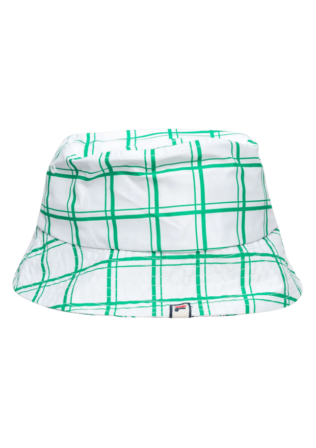 FILA Oscar Check Bucket Hat in White / Jelly Bean