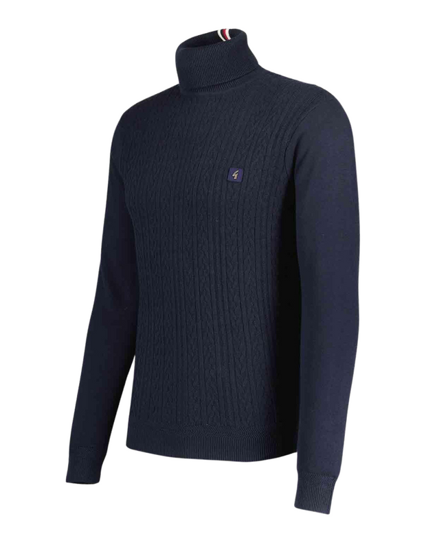 Gabicci Leonard Roll Neck Knit in Navy