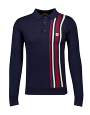 Gabicci Soda Long Sleeve Polo in Navy