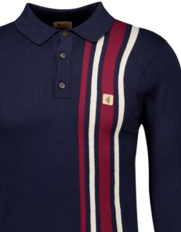 Gabicci Soda Long Sleeve Polo in Navy