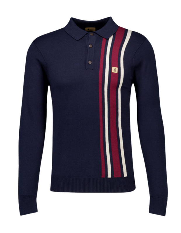 Gabicci Soda Long Sleeve Polo in Navy
