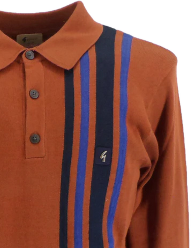 Gabicci Soda Long Sleeve Polo in Paprika