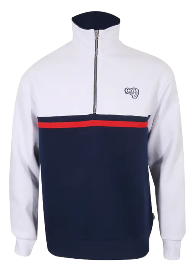 Gola 1/4 Zip Sweat in White / Red / Navy