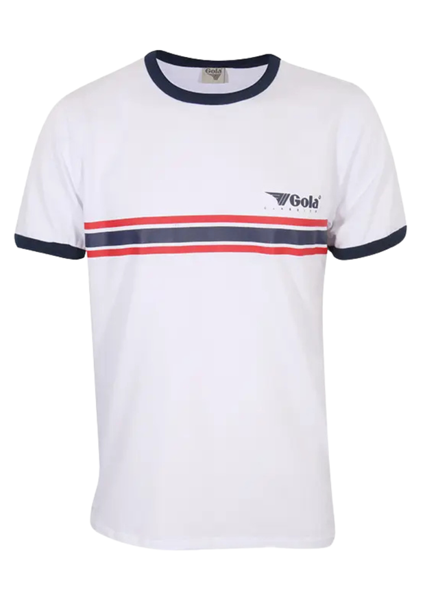 Gola Stripe T-Shirt in White/ Navy / Red