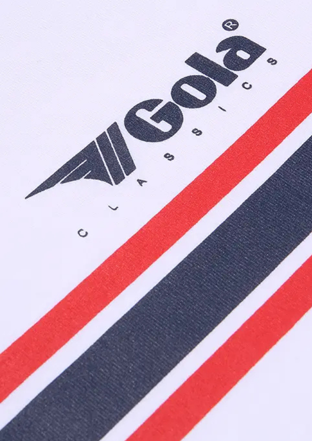 Gola Stripe T-Shirt in White/ Navy / Red