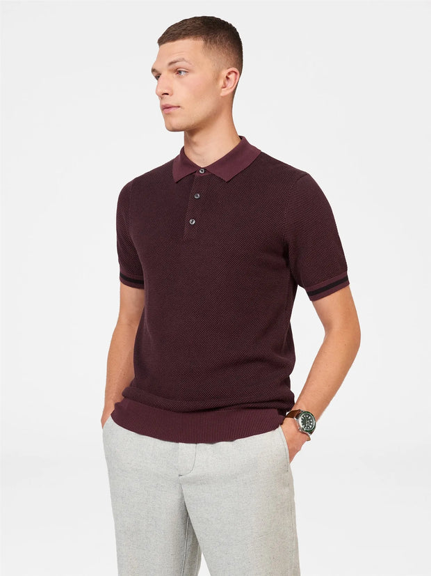 Ben Sherman All Over Texture Polo in Aubergine