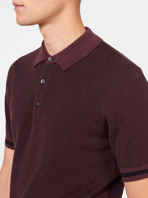 Ben Sherman All Over Texture Polo in Aubergine