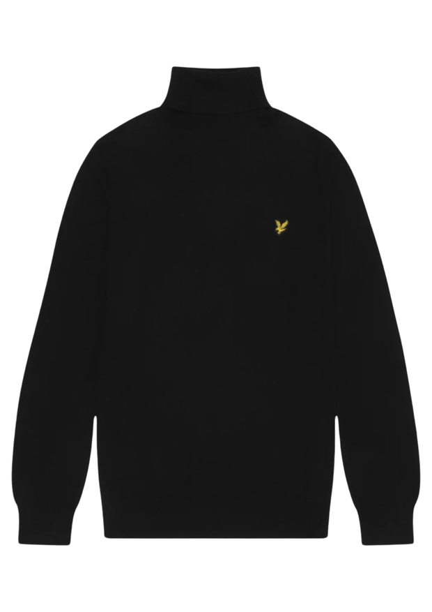Lyle & Scott Merino Turtle Neck Jumper in Jet Black