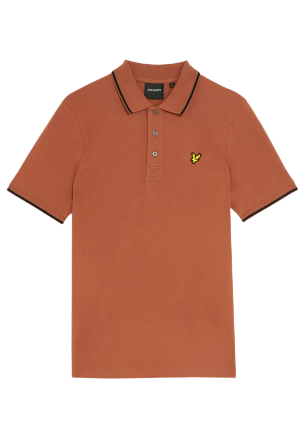 Lyle & Scott Tipped Polo in Brick / Dark Navy