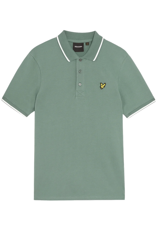 Lyle & Scott Tipped Polo in Agave Green / White